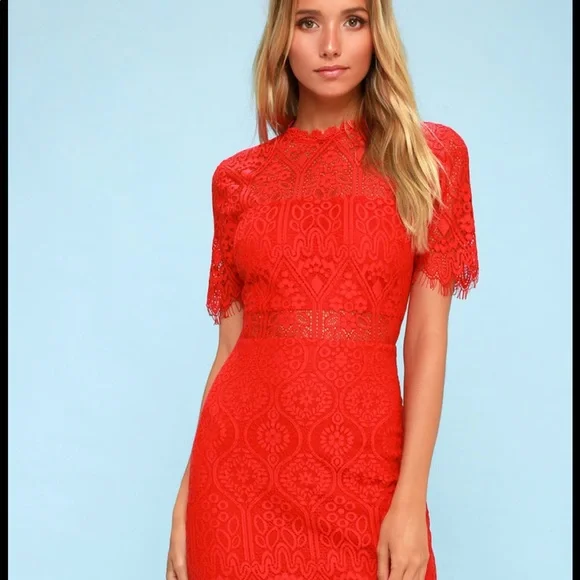 Lulus Remarkable Red Lace Dress